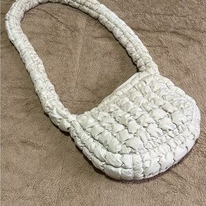 COS Cream Quilted Woven Shoulder Bag